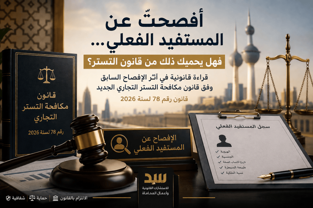 الإفصاح عن المستفيد الفعلي وقانون مكافحة التستر التجاري.. هل الإفصاح السابق يحمي&nbsp;صاحبه؟